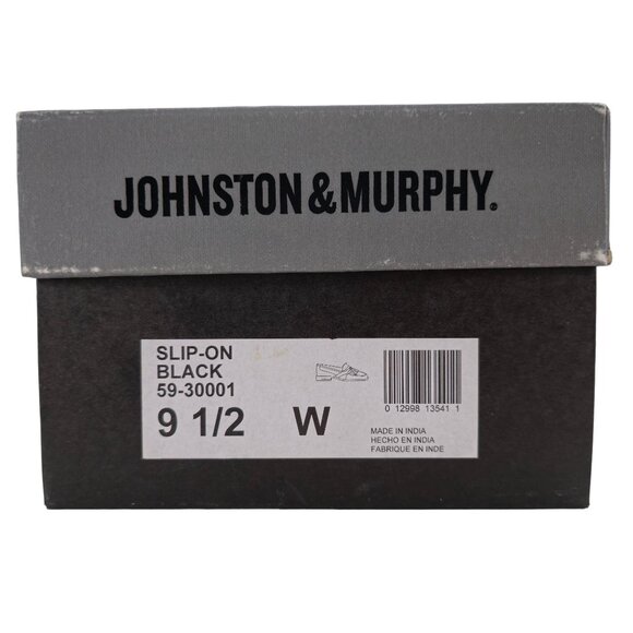 NEW Johnston & Murphy Men's size 9.5W Black Deerskin Leather Dress Shoes Loafers - Picture 2 of 16